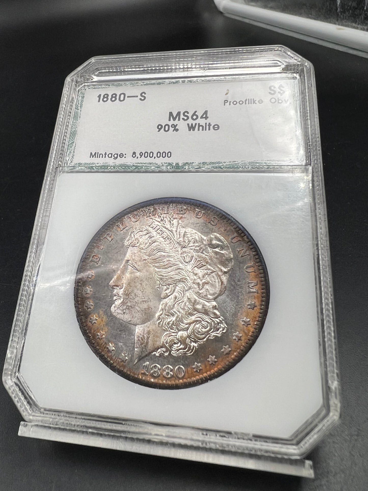 1880 S $1 Morgan Silver Dollar Coin PQ INCREADIBLE TONER Proof Like Obverse PCI MS64