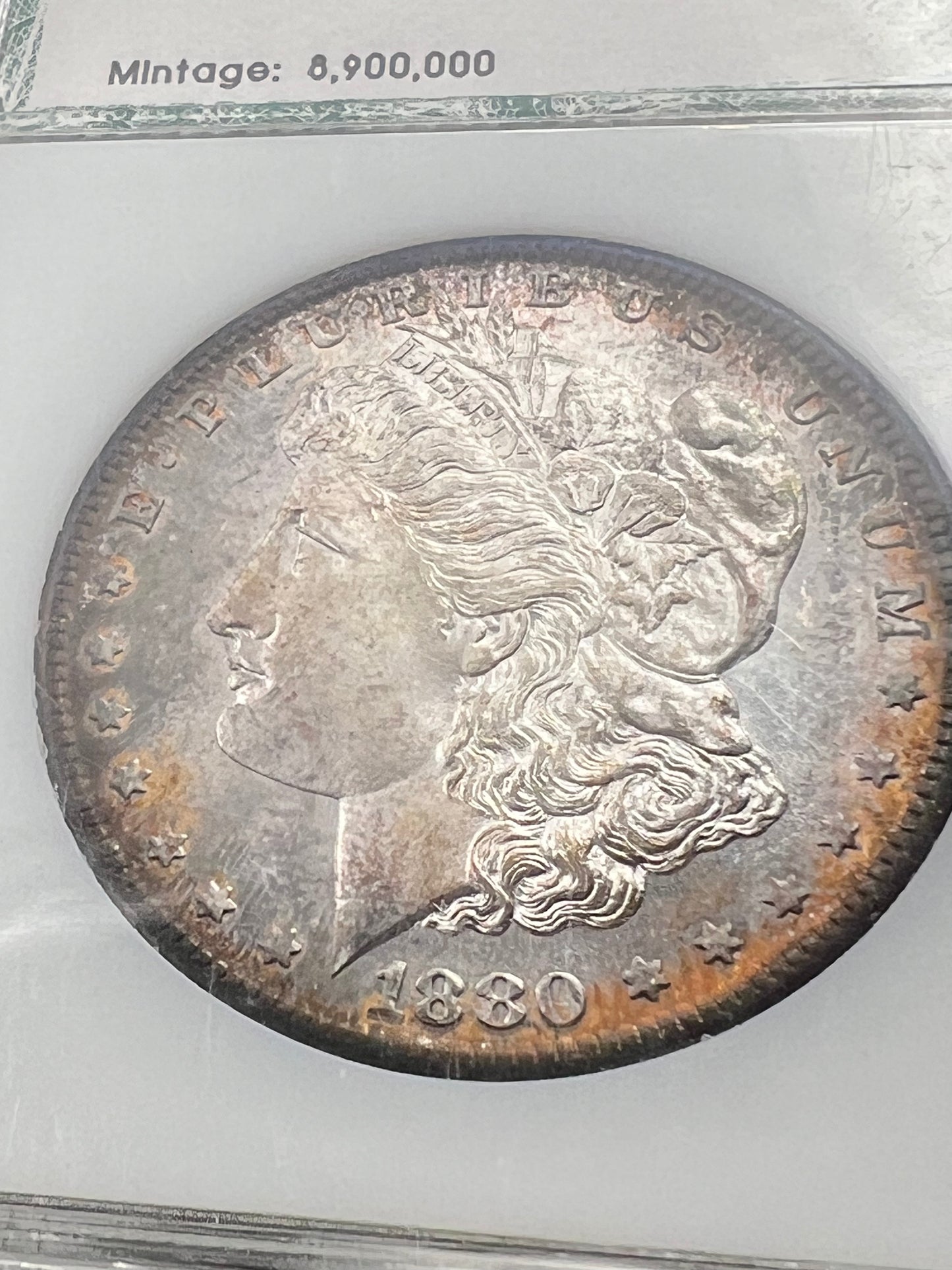 1880 S $1 Morgan Silver Dollar Coin PQ INCREADIBLE TONER Proof Like Obverse PCI MS64