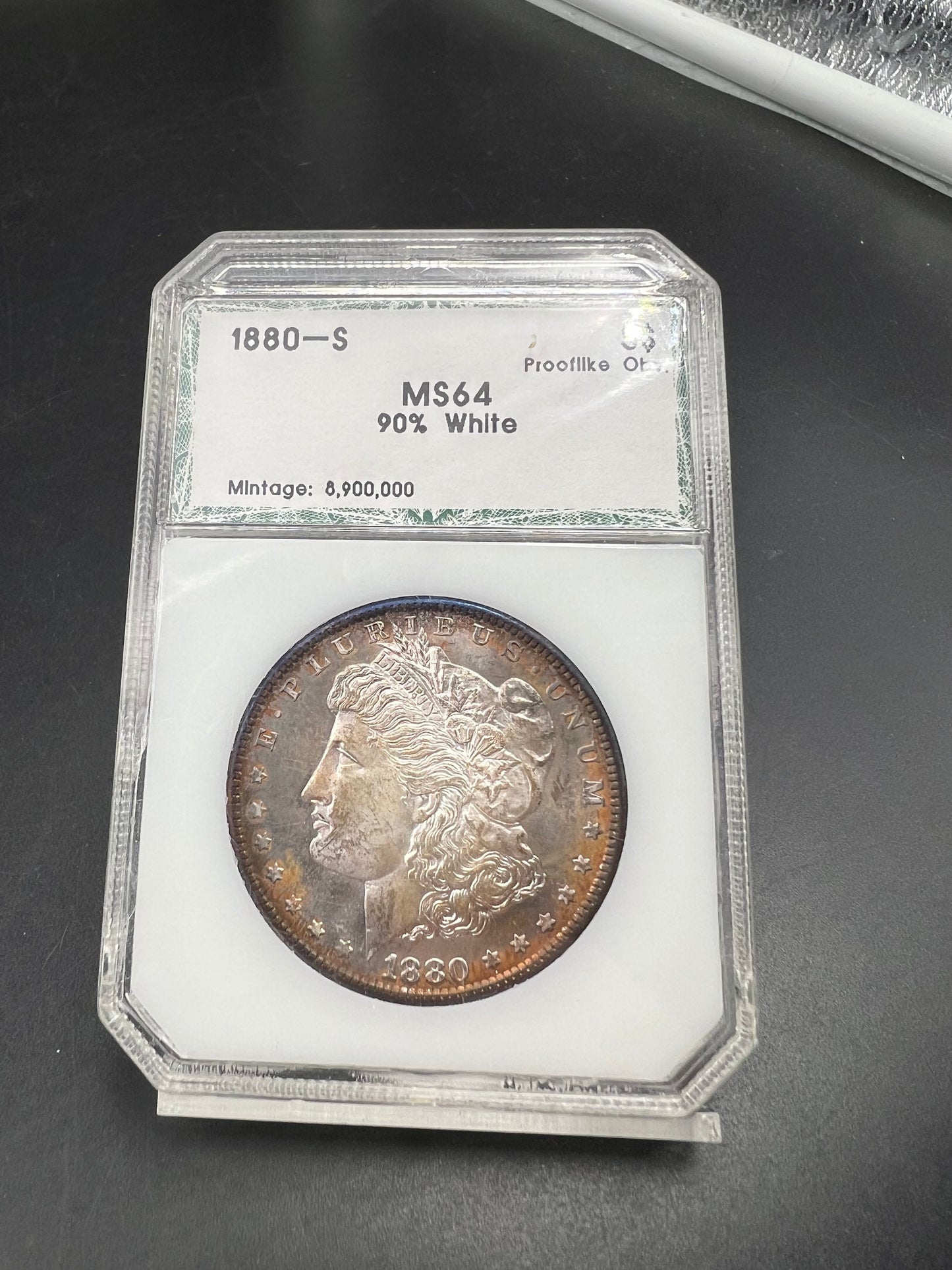 1880 S $1 Morgan Silver Dollar Coin PQ INCREADIBLE TONER Proof Like Obverse PCI MS64