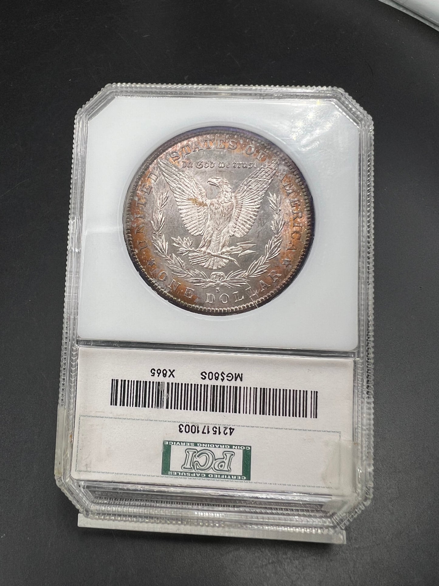 1880 S $1 Morgan Silver Dollar Coin PQ INCREADIBLE TONER Proof Like Obverse PCI MS64