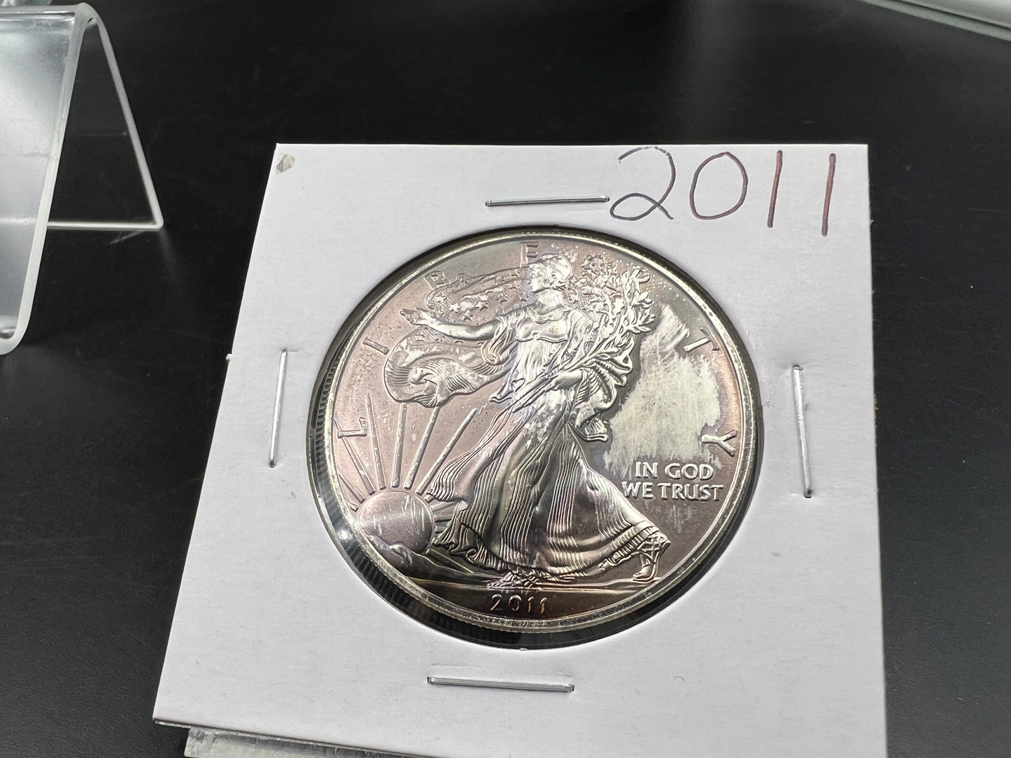 2011 1 oz ASE American Silver Eagle Coin .999 GEM BU Neat Dark Toning Toner