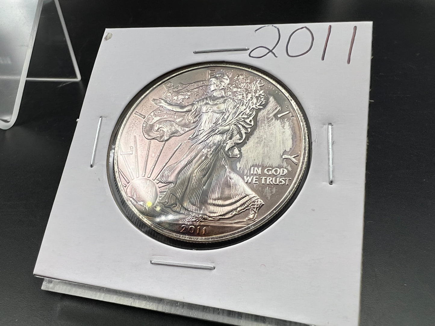 2011 1 oz ASE American Silver Eagle Coin .999 GEM BU Neat Dark Toning Toner