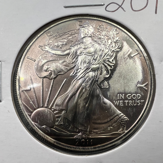 2011 1 oz ASE American Silver Eagle Coin .999 GEM BU Neat Dark Toning Toner