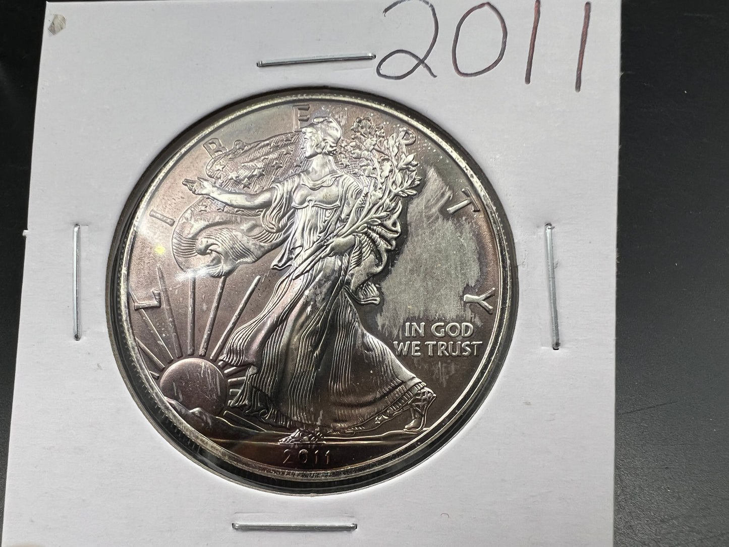 2011 1 oz ASE American Silver Eagle Coin .999 GEM BU Neat Dark Toning Toner