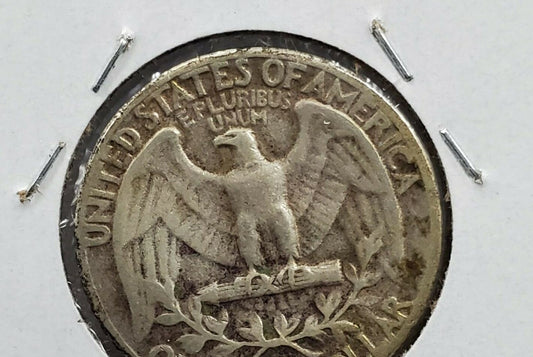 1934 D 25C Washington 90% Silver Quarter Coin Circulated Common Motto Variety