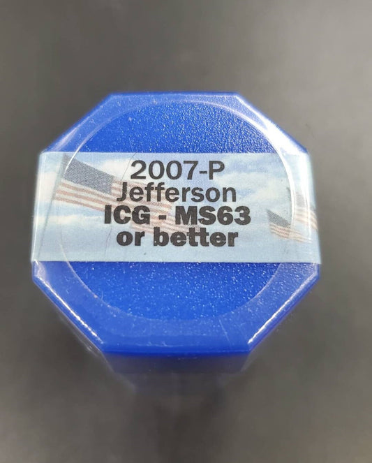 2007 P Thomas Jefferson Presidential 20 Dollars Roll ICG MS63 or Better Presidential Dollar Coins (Sealed Tube)