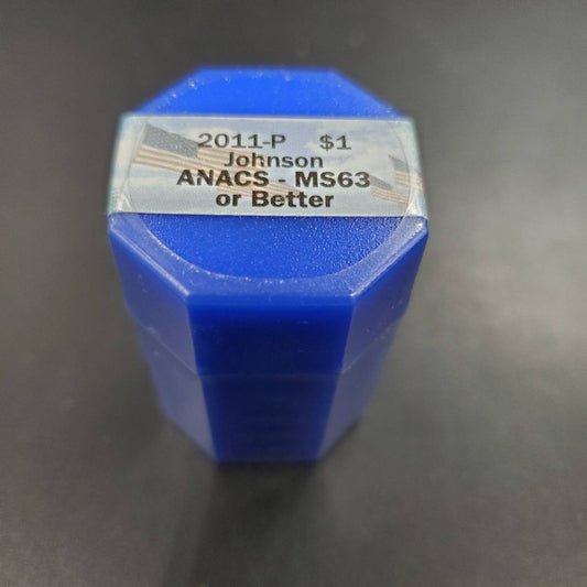 2011 P Andrew Johnson Presidential 20 Dollars Roll ANACS MS63 or Better Presidential Dollar Coins (Sealed Tube)
