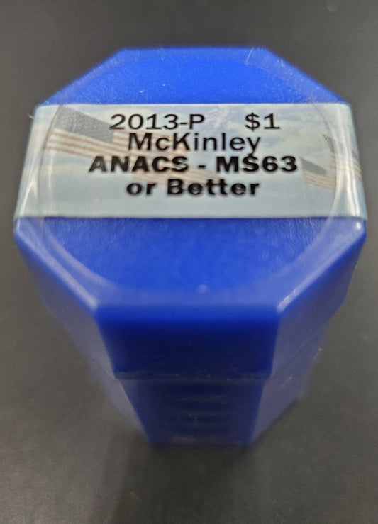 2013 P William McKinley Presidential 20 Dollars Roll ANACS MS63 or Better Presidential Dollar Coins (Sealed Tube)