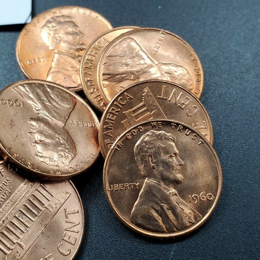 1960 P LD Large Date Lincoln Memorial Cent Penny 50 Coin BU Uncirculated Roll