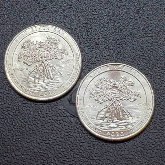 1 Unopened Bank Uncirculated Roll new 2020 P Philadelphia Mint Salt River Bay Quarters OBW