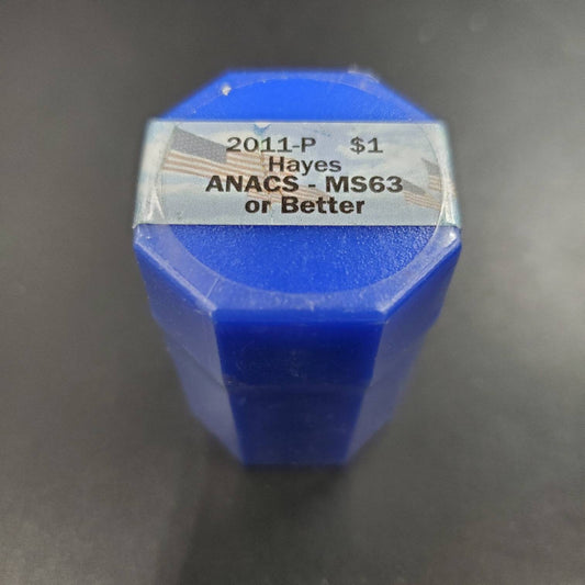 2011 P Rutherford B Hayes Presidential 20 Dollars Roll ANACS MS63 or Better Presidential Dollar Coins (Sealed Tube)
