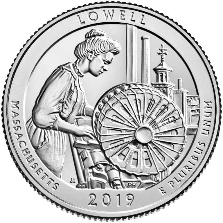 1 Unopened Bank Uncirculated Roll 2019 P Lowell National Historical Park" America the Beautiful " Quarters OBW