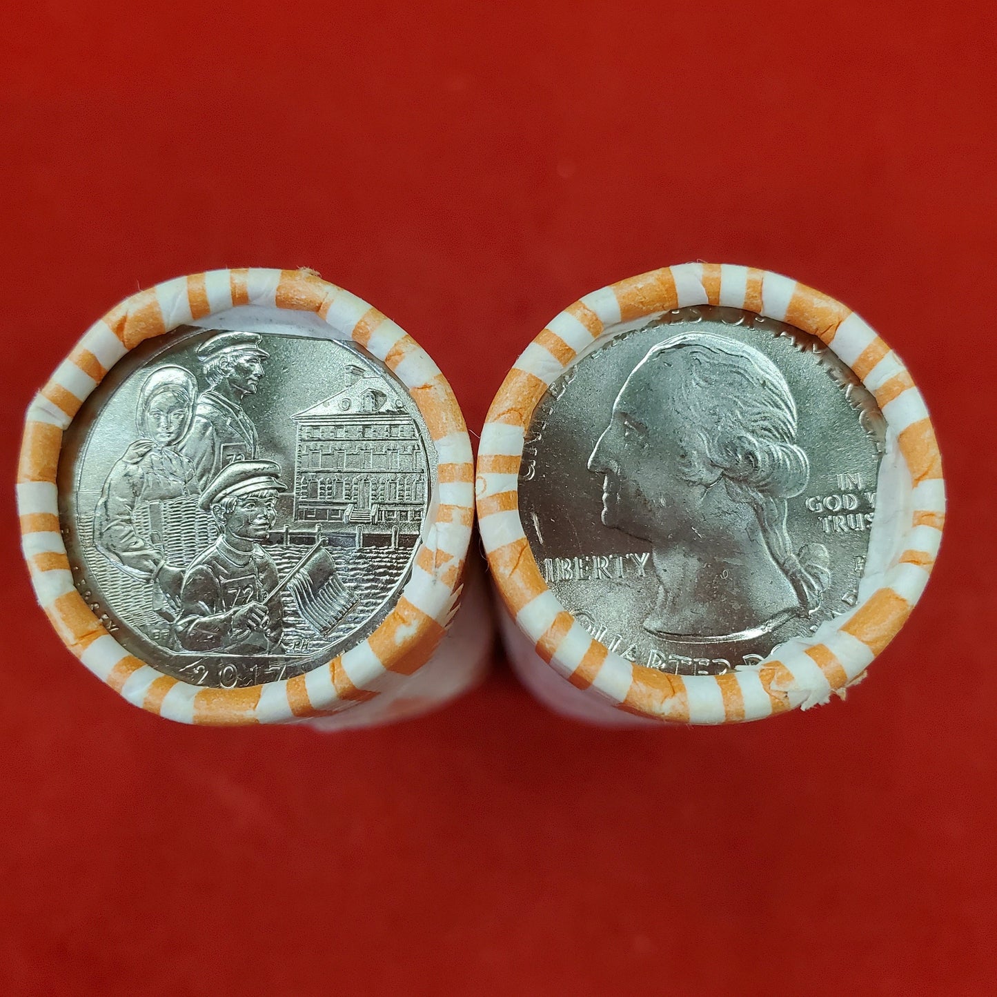 1 Unopened Bank Uncirculated Roll  2017 P Ellis Island (NJ)Quarter America the Beautiful " Quarters OBW