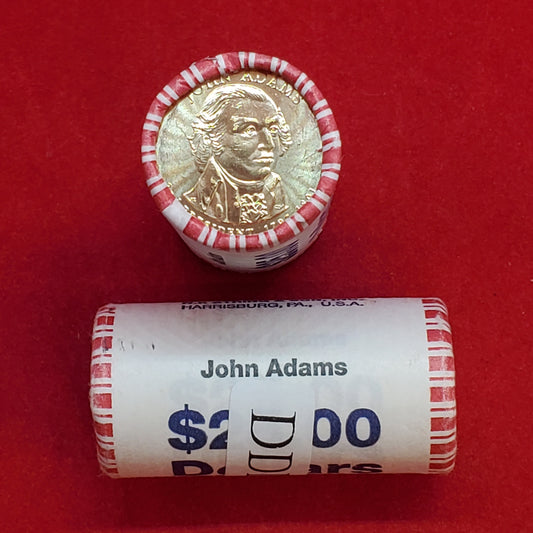 2007 D John Adams Presidential Dollar Roll of 25 Coins Uncirculated Unopened