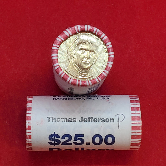 2007 P Thomas Jefferson Presidential Dollar Roll of 25 Coins Uncirculated Unopened