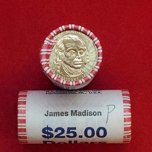 2007 P James Madison Presidential Dollar Roll of 25 Coins Uncirculated Unopened