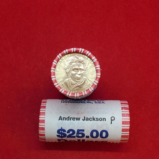 2008 P Andrew Jackson Presidential Dollar Roll of 25 Coins Uncirculated Unopened