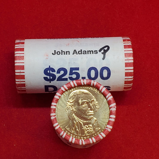 2007 P John Adams Presidential Dollar Roll of 25 Coins Uncirculated Unopened