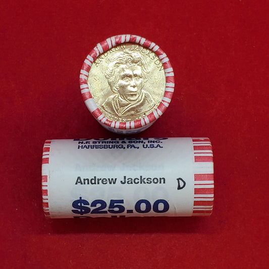 2008 D Andrew Jackson Presidential Dollar Roll of 25 Coins Uncirculated Unopened