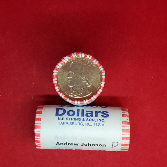 2011 D Andrew Johnson Presidential Dollar Roll of 25 Coins Uncirculated Unopened