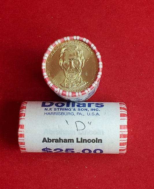 2010 D Abraham Lincoln Presidential Dollar Roll of 25 Coins Uncirculated Unopened