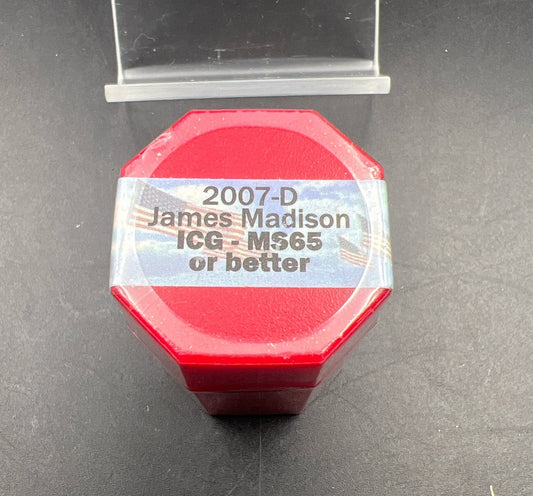 2007 D  20 Coin ICG Certified MS65 or Better James Madison Presidential Gem BU Dollar Roll / lot of 20 coins