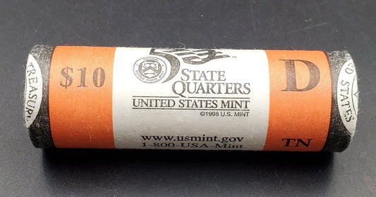 1 Unopened US Mint WRAPPER Uncirculated Roll 2002 D Tennessee Statehood Quarters OBW 40 coins