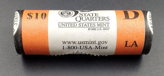 1 Unopened US Mint WRAPPED Uncirculated Roll 2002 D Louisiana Statehood Quarters OBW 40 coins