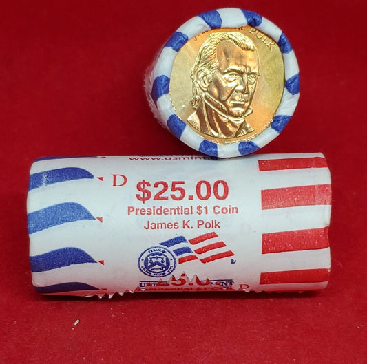 2009 D James K Polk Presidential Dollar US Mint Roll of 25 Coins Uncirculated Unopened