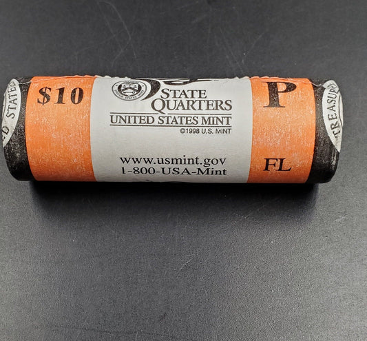 1 Unopened US Mint Uncirculated Roll 2004 P Florida Statehood Quarters OBW 40 coins