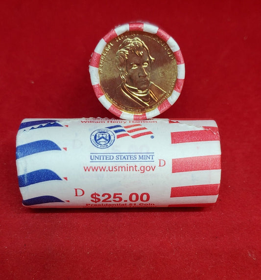 2009 D William H. Harrison Presidential Dollar US Mint Roll of 25 Coins Uncirculated Unopened