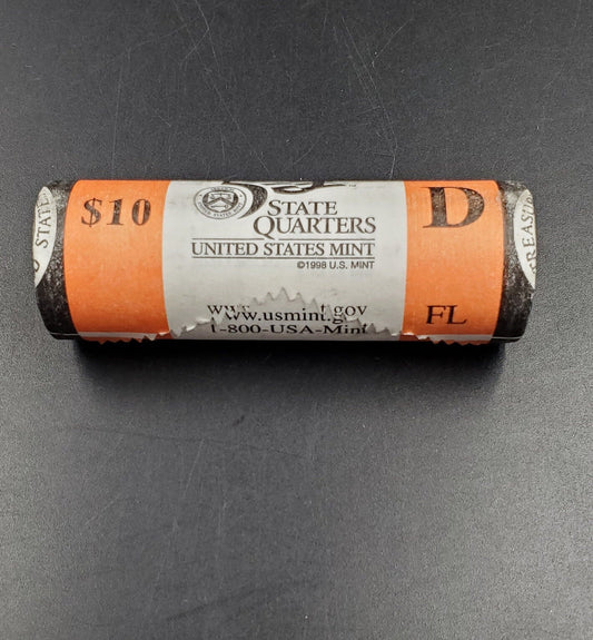1 Unopened US Mint Uncirculated Roll 2004 D Florida Statehood Quarters OBW 40 coins