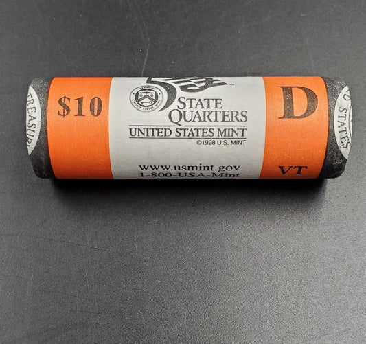 1 Unopened US Mint Uncirculated Roll 2001 D Vermont Statehood Quarters OBW 40 coins