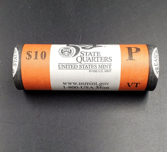 1 Unopened US Mint Uncirculated Roll 2001 P Vermont Statehood Quarters OBW 40 coins