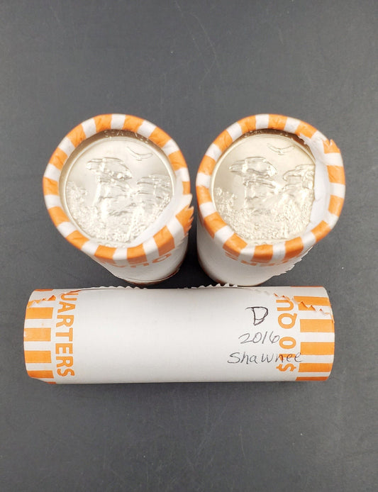 1 Unopened Bank Uncirculated Roll 2016 D Shawnee (IL) " America the Beautiful " Quarters OBW