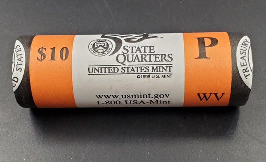 1 Unopened US Mint Uncirculated Roll 2005 P West Virginia Statehood Quarters OBW 40 coins (Heat or Tail)