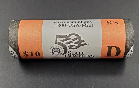1 Unopened US Mint Uncirculated Roll 2005 D Kansas Statehood Quarters OBW 40 coins