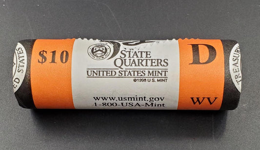 1 Unopened US Mint Uncirculated Roll 2005 D West Virginia Statehood Quarters OBW 40 coins (head or Tail)
