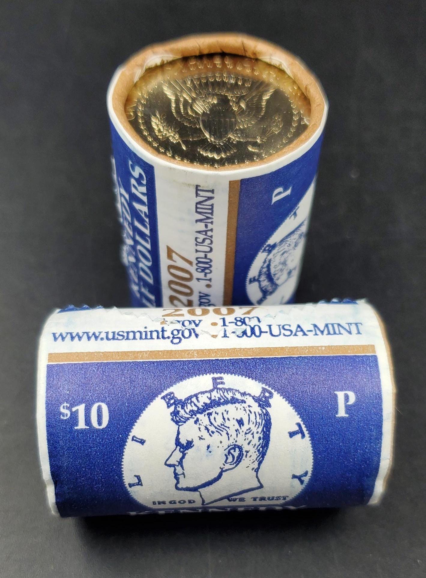 2007 P 20-coin Kennedy 50c Half Dollar Clad Coin OWB Bank Roll Torn Wrapper (Head or Tail)