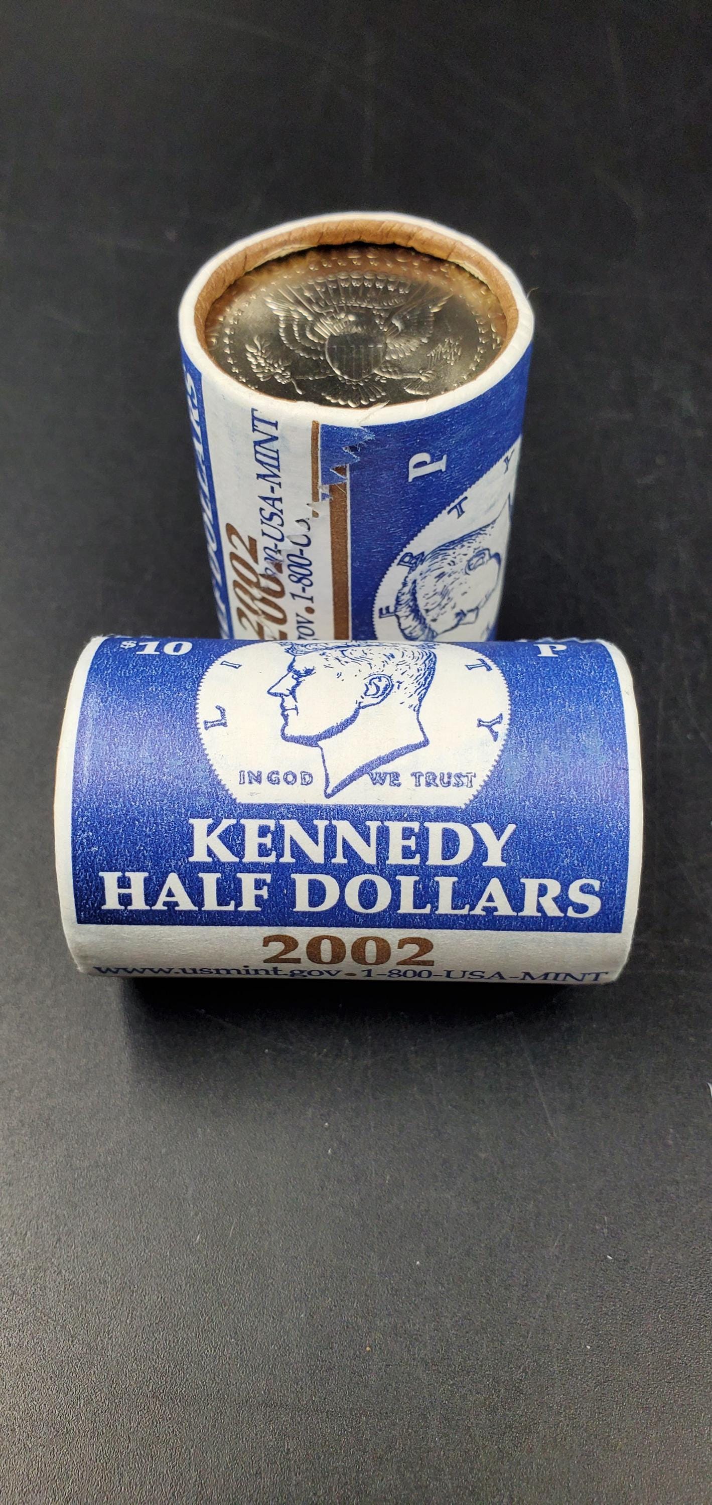 1 Unopened 2002 P 20 coin Kennedy 50c Half Dollar Clad Coin OWB Bank Roll (Head or Tail)