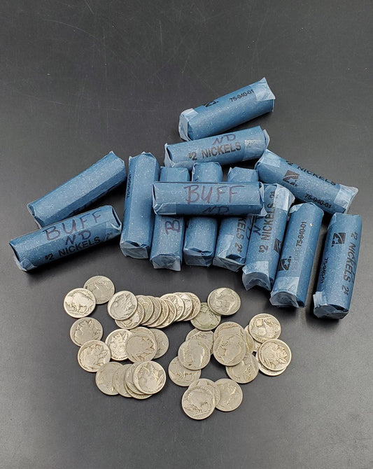 Buffalo Indian Nickel 40 Coin Roll No Date (Dateless) Very Circulated Condition