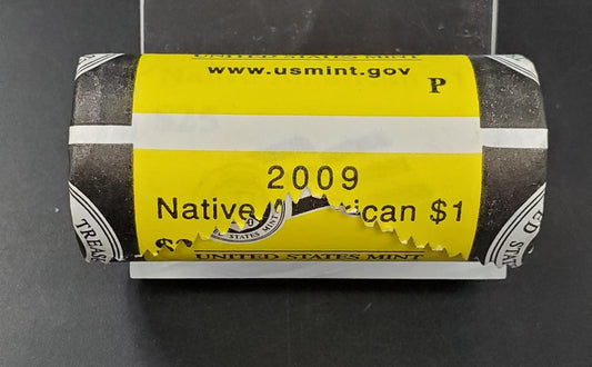 2009 P Sacagawea Native American Dollar 25 Coin BU Uncirculated OBW US Mint Wrapped Roll (Tail or Head)