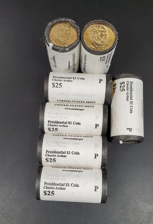 2012 P Chester Arthur Presidential Dollar US Mint Roll of 25 Coins Uncirculated Unopened HEAD or TAIL