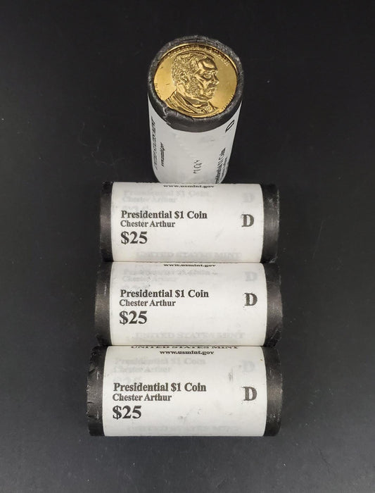 2012 D Chester Arthur Presidential Dollar US Mint Roll of 25 Coins Uncirculated Unopened HEAD or TAIL
