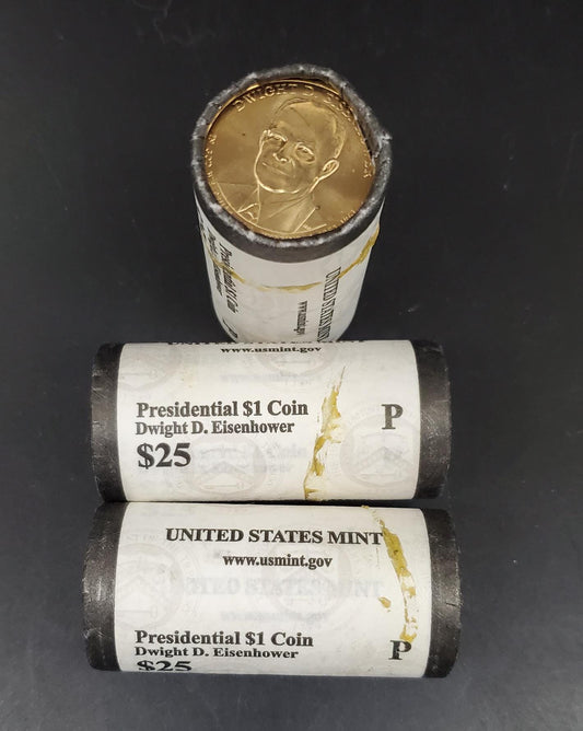 2015 P Dwight Eisenhower Presidential Dollar US Mint Roll of 25 Coins Uncirculated Unopened (Head or Tail)