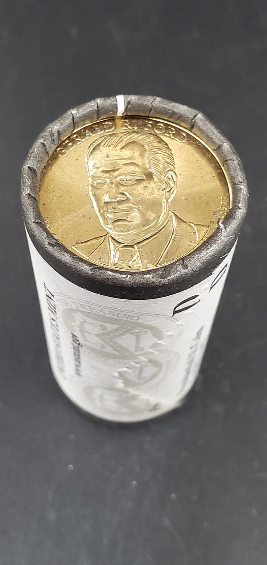 2016 D Gerald R. Ford Presidential Dollar US Mint Roll of 25 Coins Uncirculated Unopened HEAD or TAIL