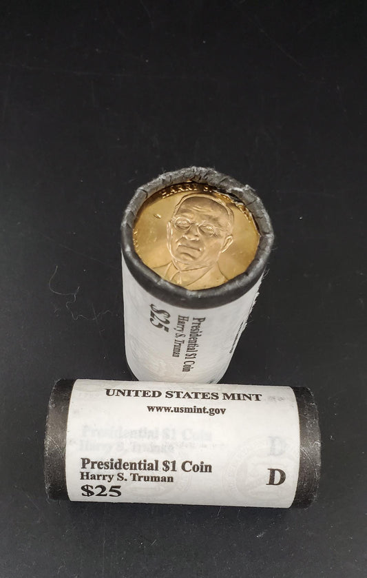 2015 D Harry S Truman Presidential Dollar US Mint Roll of 25 Coins Uncirculated Unopened HEAD or TAIL