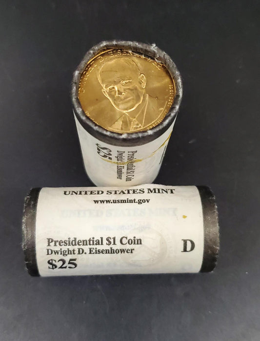 2015 D Dwight Eisenhower Presidential Dollar US Mint Roll of 25 Coins Uncirculated Unopened HEAD or TAIL
