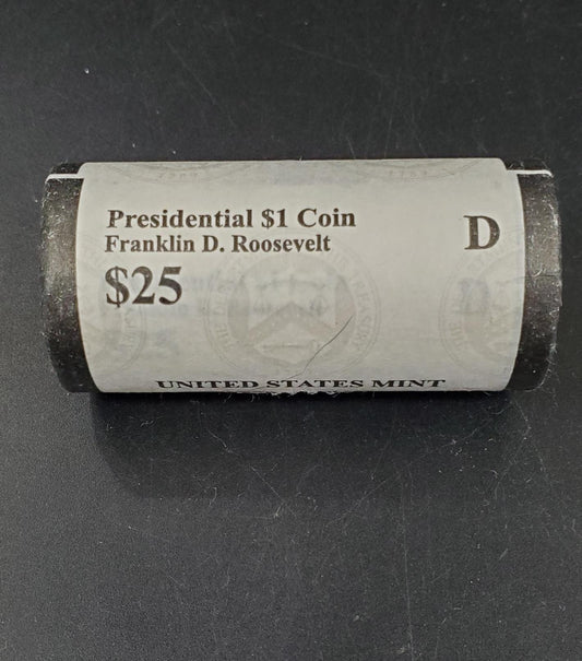 2014 D Franklin D. Roosevelt Presidential Dollar US Mint Roll of 25 Coins Uncirculated Unopened HEAD or TAIL