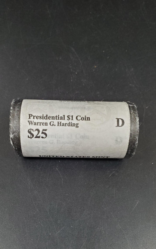 2014 D Warren G. Harding Presidential Dollar US Mint Roll of 25 Coins Uncirculated Unopened HEAD or TAIL
